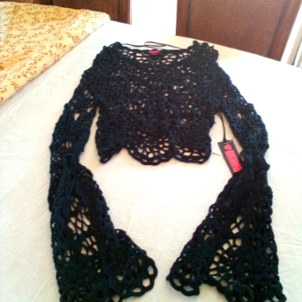 Rock n Roll Cowgirl Crochet LS - Black  L